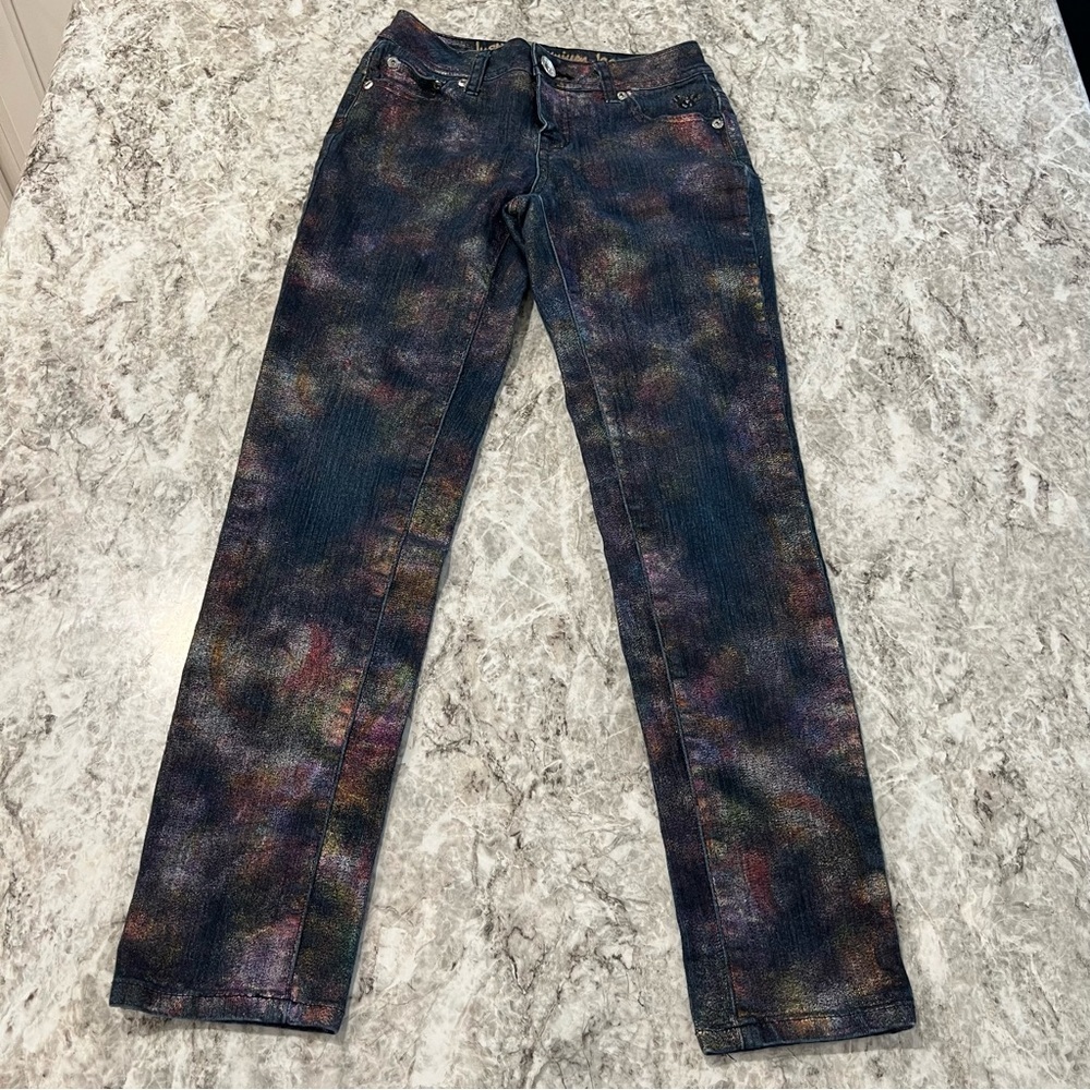 Justice Premium Jeans size 10R shiny purple black pink